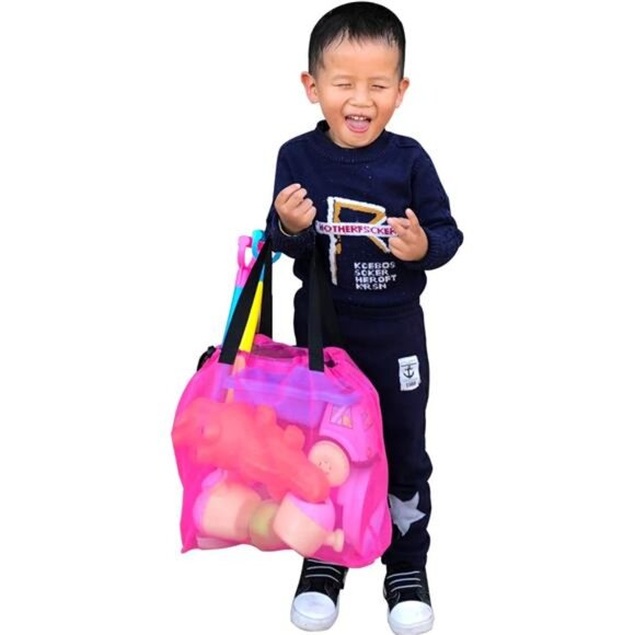 4Pieces Cute Mesh Pool Tote Bags,Mesh Beach Bags With Drawsting For Swim,Travel - Picture 5 of 7